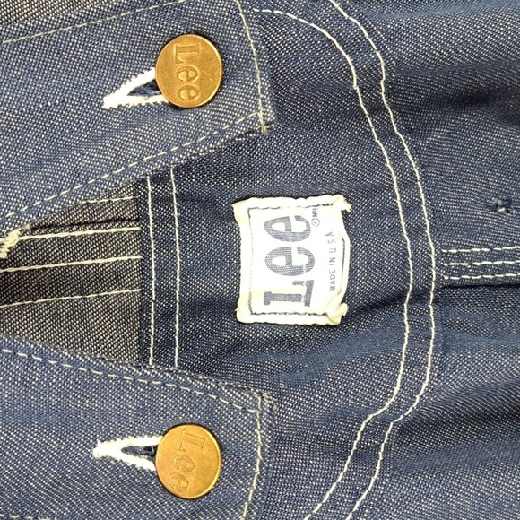 Vintage 60s LEE jelt denim sanforized union made dark blue cotton bib overalls - Picture 5 of 8